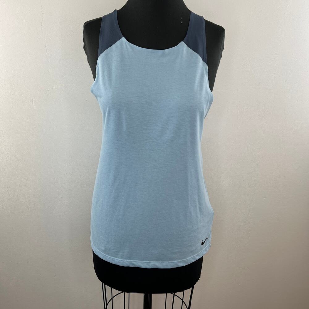 NIKE Dri-Fit Blue Sleeveless Scoop Neck Breathe Training Running Tank Top Size S